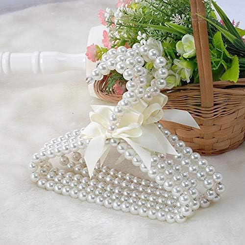 Dog Cat Pet Clothes Hanger Plastic Pearl Beaded Bow Clothes Dress Coat Hangers Closet Coat Storage Organizer Dry Rack 5 Pcs (White)