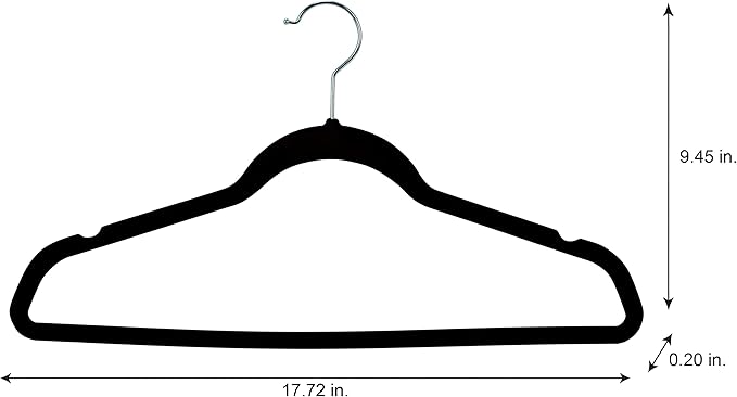 Laura Ashley 25 Pack Slim Velvet Hangers| Durable | Strong Plastic | Slim | Keeps Shape | Closet Organization | Black | Holds 10lbs | Holds Shape