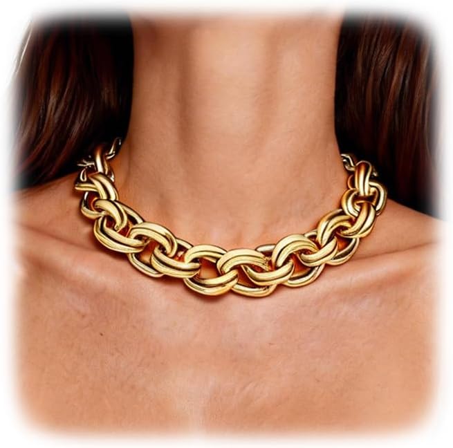 Chunky Gold Necklace for Women Gold Evil Eye Cowboy Pendant Necklace Dainty Paperclip Chain Vintage Luck Amulet Choker Necklaces Celestial Jewelry Gift