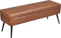 VEVOR Leather Storage Ottoman Bench, PU Leather Bench with Storage and Metal Legs, Upholstered Shoe Benches Seat for Entryway, Modern End of Bed Benches for Living Room, Dining Room, Hallway, Brown