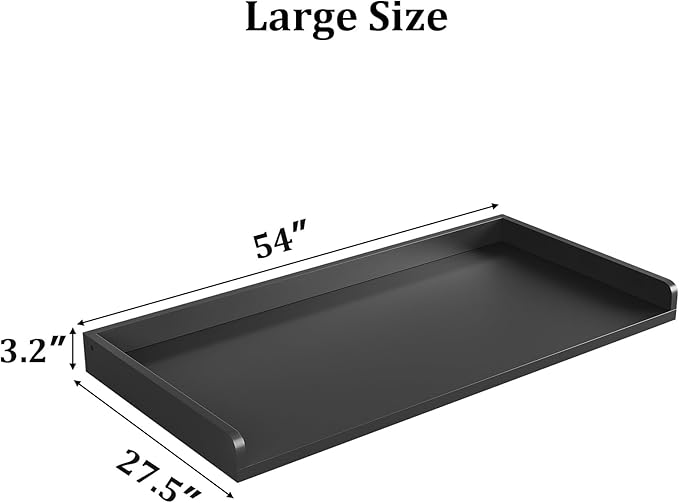 Washer Dryer Countertop, 27.5" D x 54" W x 3.2" H, Countertop for Washer and Dryer with Non-Slip Pads and Round Corner Edge Rails, Laundry Room Organization(Black)