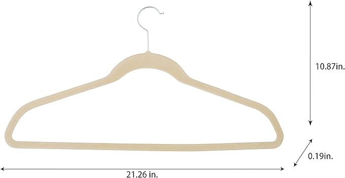Simplify Extra Wide 21" Velvet Coat Hangers | 24 Pack | Slim Design | Heavy Duty | Holds 10 Pounds | Closet Organization | Shirt & Clothes | Ivory