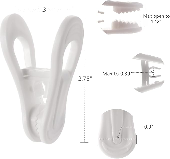 60 Pack Plastic Hanger Clips for Hangers, Multi-Purpose Baby Clothing Clips to Fit Standard Hangers, Finger Clip for Pants Shorts, Socks, Hats, Food Chip Bags, Notes