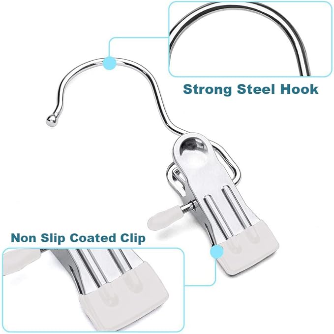 20 Pack Boot Hangers Closet Hanging Clips Laundry Hooks for Hats, Pants, Towel, Socks, Handbags, Bags, Underwear (20 Pack - White)