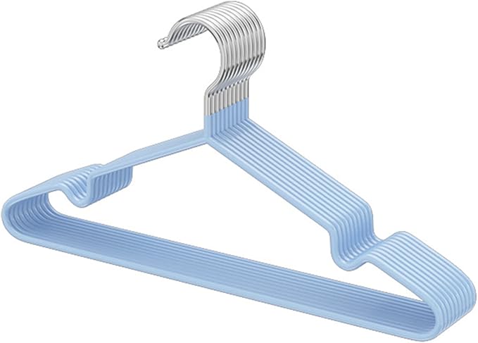 VALINK Coat Hangers Clothes 10 Pack Wire Hangers Heavy Duty Stainless Steel Hangers, Non Slip, Wet or Dry Dual Use Clothes Hanger Nordic Blue