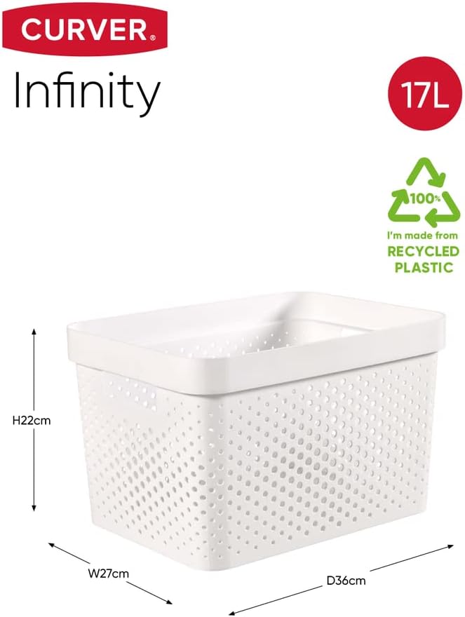 CURVER Infinity Box 17 L, White, 35.5 x 26.2 x 21.9 cm, Recycled Plastic