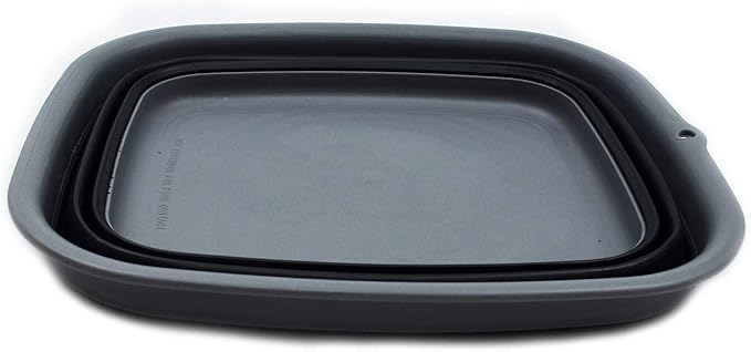 SAMMART 9.45L (2.5 Gallon) Collapsible Tub - Foldable Dish Tub - Portable Washing Basin - Space Saving Plastic Washtub (Grey/Black, M)