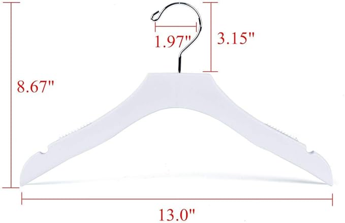 Quality White Wooden Kids Hanger Luxury Design Chrome Swivel Hook (10, 13" inch)