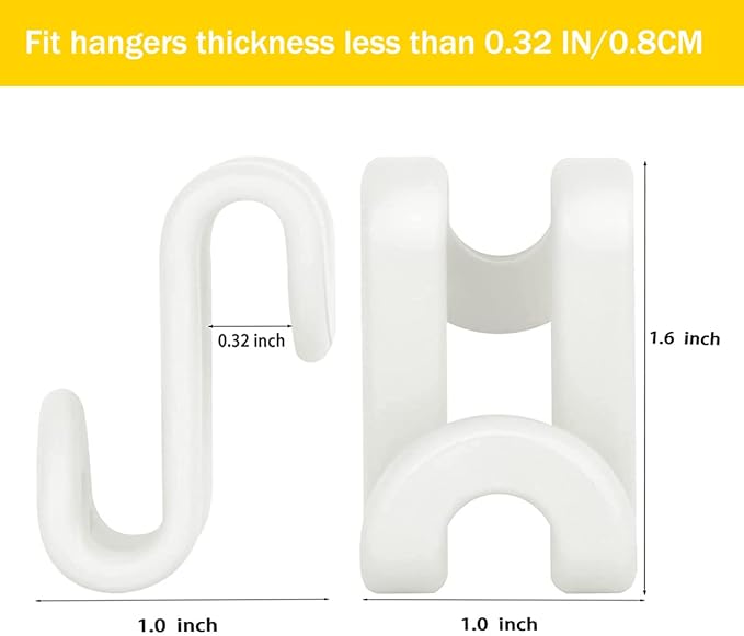 100 Pcs Clothes Hanger Connector Hooks, Wardrobe Hanger Extender Clips, Cascading Connection Hooks for Clothes Cabinet Closet Organizer Space Savers Outfit Hangers Accessory (White)