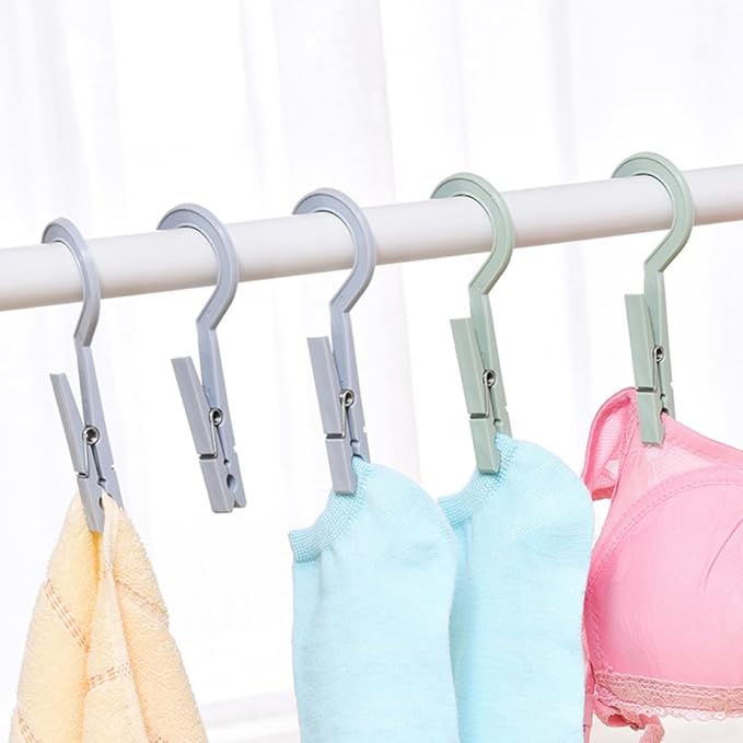 Ciieeo 6 Pcs Coat Hangers Hanging Clothespins Hanging Clips Windproof Hanger Laundry Hooks Travel Pantyhose