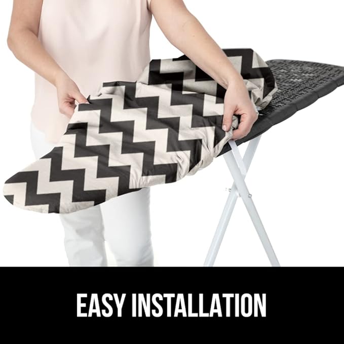 GORILLA GRIP The Original Ironing Board Cover and Pad, Silicone Coating, Thick Scorch Resistant Padding, Heavy Duty Iron Covers Standard Boards, Hook and Loop Fastener Strap, Chevron, 15x54