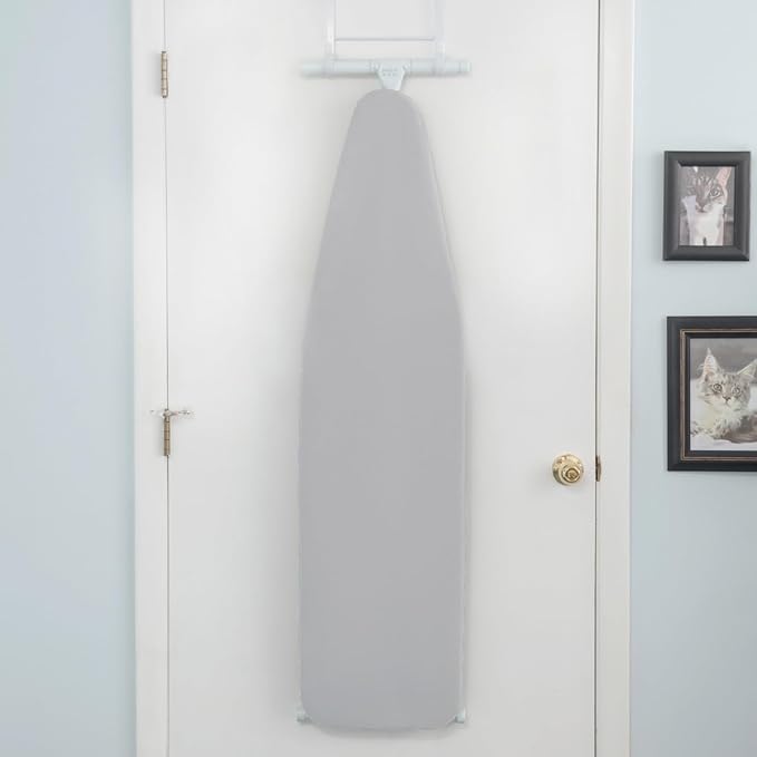 Full Size Ironing Board with Cover & Pad – Made in USA by Seymour Home Products Adjustable Steel T-Legs, 35" High Perforated Top for Steam Durable Iron Board for Home, Laundry Room (Space Grey)