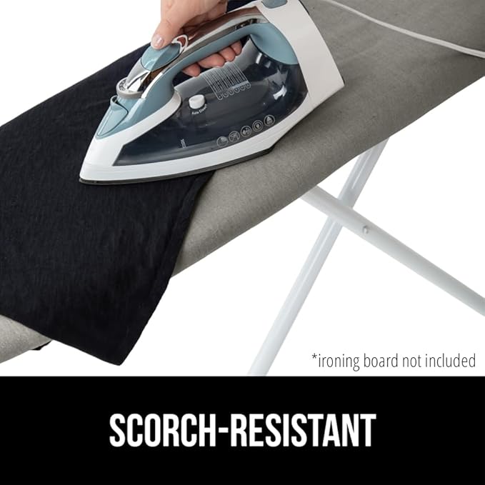 GORILLA GRIP The Original Ironing Board Cover and Pad, Silicone Coating, Thick Scorch Resistant Padding, Heavy Duty Iron Covers Standard Boards, Hook and Loop Fastener Strap, Silver, 15x54