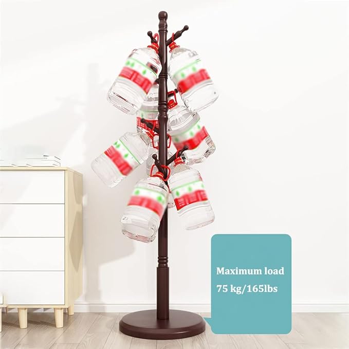 Wooden Tree Coat Rack Stand, 10 Hooks, 3 Adjustable Sizes Free Standing Coat Rack, Hallway/Entryway Coat Hanger Stand for Clothes, Suits, Accessories, Easy Assembly (Color : /White, Size : B)