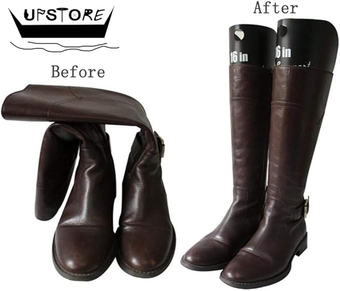 2Pairs Black Plastic Thicken Long Automatic Stand Support Shaper Shoe Trees Tall Short Boot Shaper Inserts Pads Knee High Shoes Thigh Boot Holder Hanger for Women Lady Most Shoes(10inch/27cm)