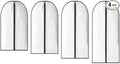 Clear Clothes Covers Hanging Dust Proof Garment Bags with Zipper for Coat Dress Gowns Shirts Jacket Sweater Black Edge Pack 4