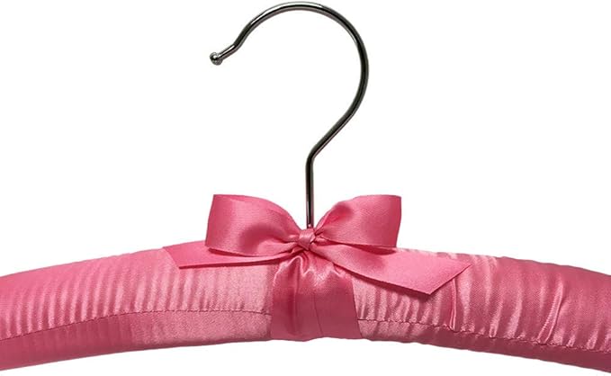 Prolinemax 6 PCS 15" Pink Satin Padded Hangers Dress Lingerie Bridal Cloth Hanging