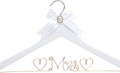 White Solid Wood Bridal Dress Hanger with Lady Wire Lettering for Bridal Wedding Party Gift (Rose Gold line White Hanger)