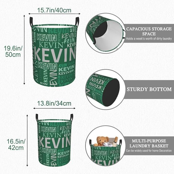 Custom Name Laundry Hamper, Personalized Dirty Clothes Hamper with Name for Bathroom Bedrooms Clothes Storage Organizer, Personalized Gifts for Boys Girls Men Women