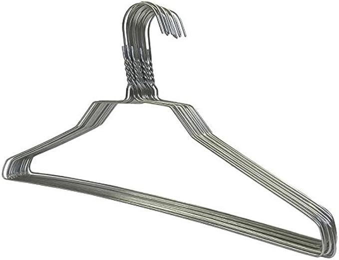 10 Pack Steel Metal Wire Hangers Adult Coat Clothes Hangers - 13 Gage Thickness Silver Color Galvanized Metal Wire Hanger