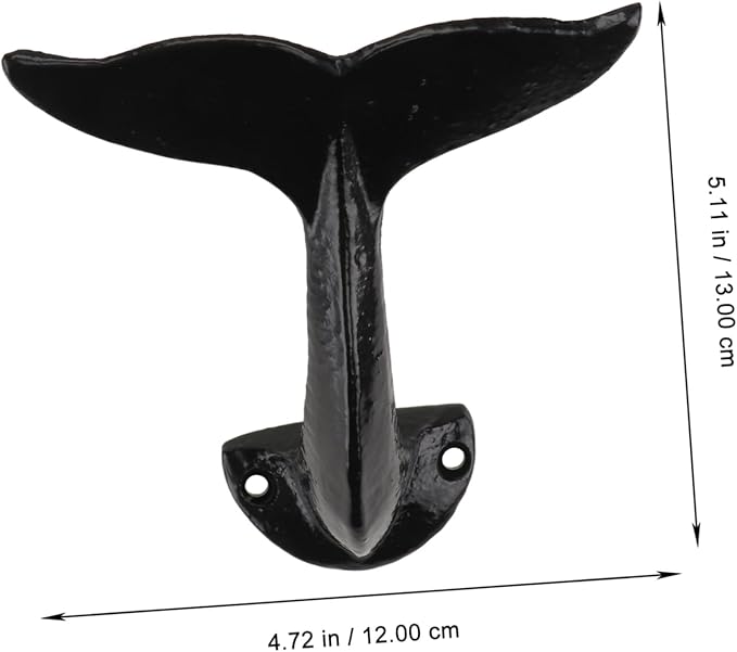2pcs Whale Tail Wall Hooks Creative Decorative Storage Hook for Indoor Use for Clothes Bags and Sundries Compact Iron Wall-Mounted Hanger for Bedroom Bathroom Living Room
