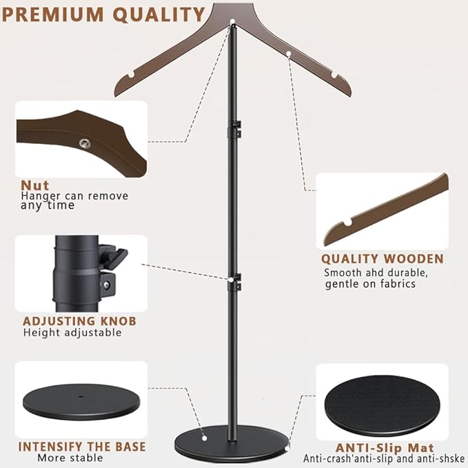 4 Pack T Shirt Stand Display 19-44.5 Inch, Height Adjustable for Long Short Clothes Dress, Boutique Display Mannequin for Store, Closet, Photoshoot, Exhibition, Vendors Shop, Parties (Brown, 44.5inch)