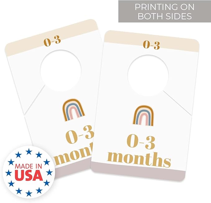 Canopy Street Modern Rainbow Closet Clothing Dividers/Trendy Rainbow Closet Organizers / 10 Newborn To 4T Clothes Organization Dividers / 4" x 6" Flat Boho Baby Nursery Divider Set