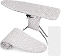 FIOBEE Ironing Board Cover and Pad Extra Thick Iron Board Pad with Heat-Resistant Mesh Padded Iron Board Covers Adjustable Buckle & Elastic Edges for 15x54 Standard Size Ironing Board, Grey Geometric