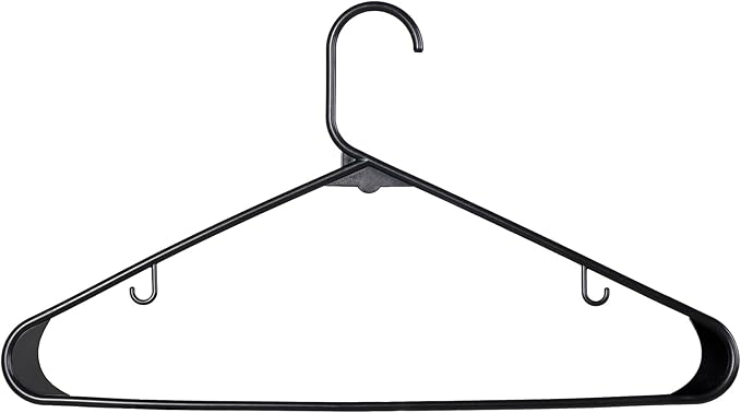 ZenStyle 100 Pack Standard Size White Plastic Hangers for Clothes Lightweight Space Saving Tubular Clothing Hangers (Black)