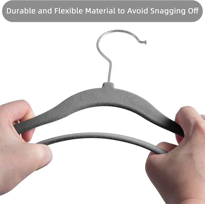GoodtoU Kids Velvet Hangers,30 Pack Baby Hangers for Closet Non Slip Velvet Clothes Hanger Coat Hangers for Toddler Children Infant Hanger (Dark Grey 30Pack)