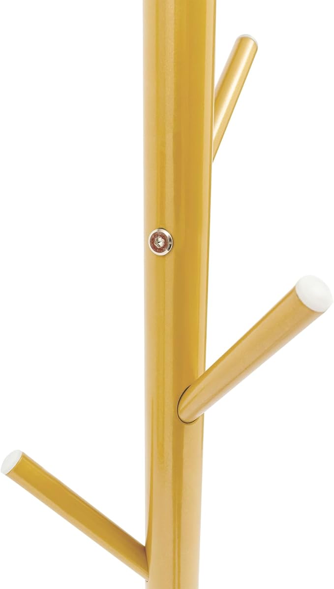 TFCFL Gold Metal Coat Rack Stand with 7 Hooks, Freestanding for Coats, Clothes, Hats, Shoes, Umbrella, Purse - 20 in 1