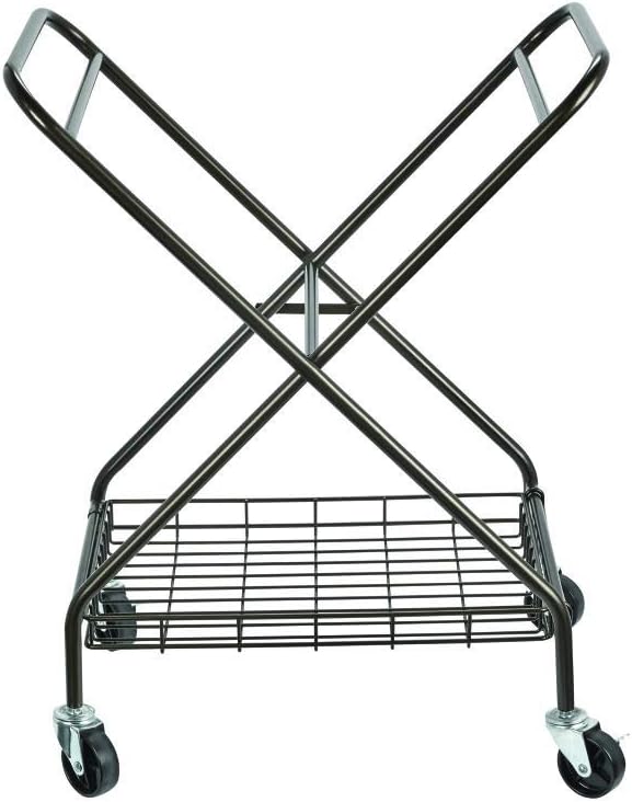 Artesa Verona Collapsible Metal Laundry Cart with Removable Basket & Canvas Bag, 20.5" L x 16.2" W x 13" H, Antique Black