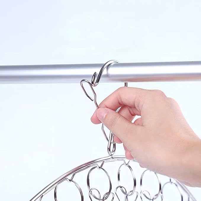 Suwimut 10 Pack Laundry Drying Rack Clothes Hanger with 10 Clips, Stainless Steel Clothes Drying Rack Sock Hangers Windproof Clip and Drip Hanger for Drying Socks, Bras, Towel, Underwear, Diapers