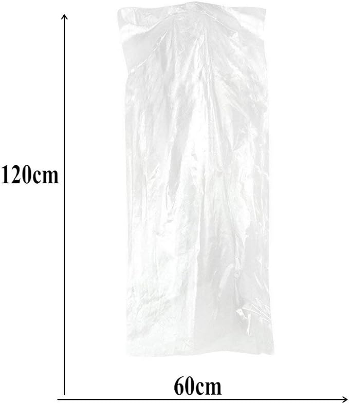 Pack of 50 Garment Bag,Transparent Suit Bag,Clothing Cover,Gown and Dress Storage Bag (60 × 120 cm)