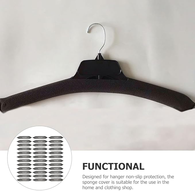 Luxshiny Sponge Hanger Covers 50-Pack Anti-Skid Foam Shoulder Protectors for Clothing Hangers Soft Non-Slip Clothes Hanger Covers for Home Closet Organization 14.96X2.75X0.15In