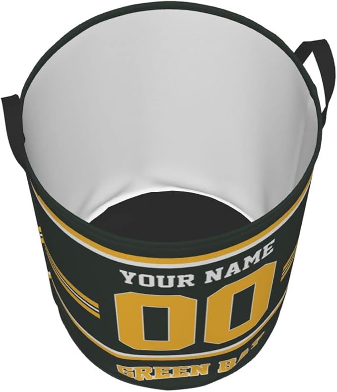 Custom Green Bay Laundry Hamper Personalized Laundry Basket Customized Name And Number Collapsible Storage Basket for Bedroom Bathroom Living Room Gifts