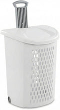 Wheeled Laundry Hamper with Smooth Rolling Wheels, Large Ventilated Plastic Clothes Basket for Easy Transport, Ideal for Laundry Rooms, Dorms, Apartments (White)