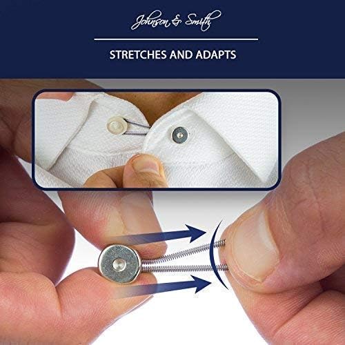 Johnson & Smith Collar Extenders/Neck Extender/Wonder Button for 1/2 Size Expansion of Men Dress Shirts, 5 +1 Pack, 3/8"