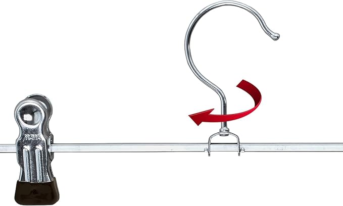 Mawa by Reston Lloyd Non-Slip Space-Saving Clothes Hanger for Pants & Skirts with Two Clips, Style K/40D, Set of 2, 15 3/4" L, Red