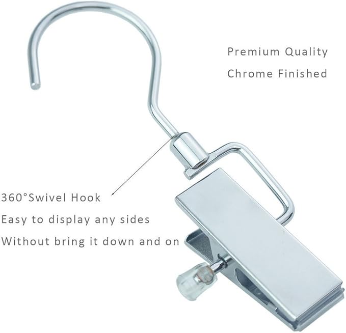 Laundry Hangers with Swivel Hooks Hold Boots Clips Pin Stainless Steel Portable for Travel Clothes Towel Pack of 10