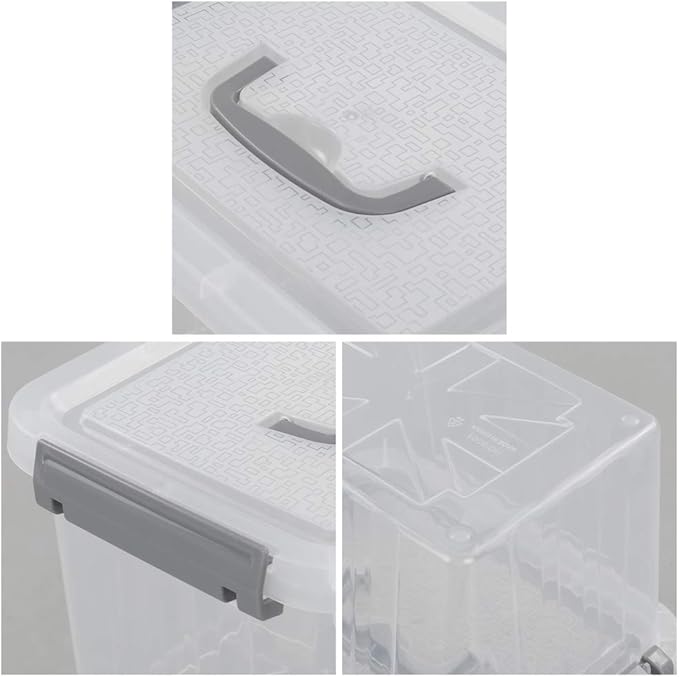 Jekiyo Clear Plastic Storage Bin, 6 Quart Latching Box Container with Lid, 4 Packs