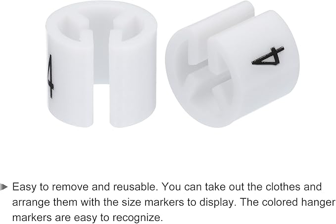 MECCANIXITY Clothes Hanger Marker Colored Hanger Sizer Garment Markers Tag (Number 4, White) for Garment Clothing Color Coding, Pack of 100 Pcs
