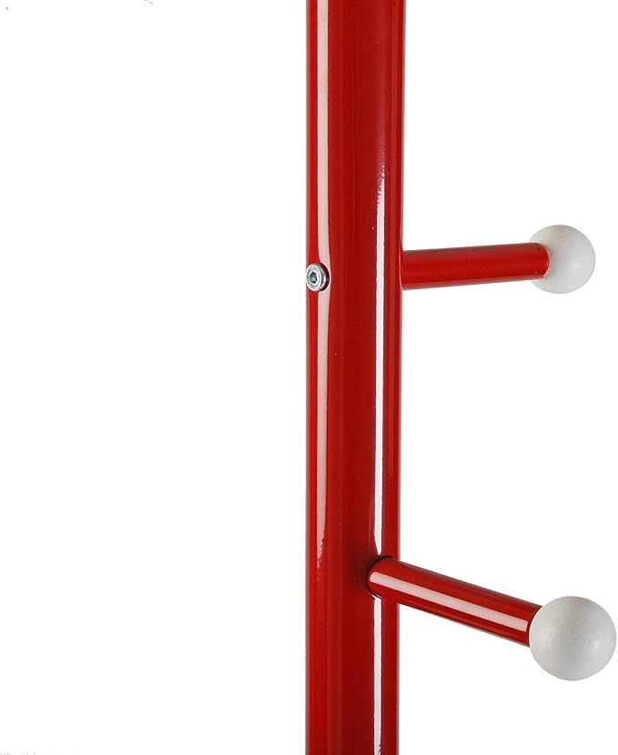 Versa Ruan Minimalist Style Coat Rack with 9 Hooks or Hangers for Clothes or Bags for the Room, Dimensions (H x W x L) 173 x 28 x 28 cm, Metal, Colour: Red