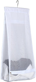 Jelier Hanging Mesh Laundry Basket,Collapsible Fabric Laundry Hamper with Rotatable Hanger,Portable Storage Bag for Apartment,RV,Camper,Cabin,College Dorm Use (white)