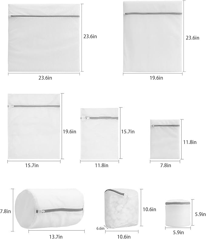 8Pcs Mesh Laundry Bags for Delicates, Premium Zipper, Travel Storage, Washing Bags for Shirts, Bras, Hosiery, Underwear, Lingerie. (Coarse screens)