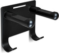 Hair Dryer Holder Stainless Steel Chromed (Black with Hooks)