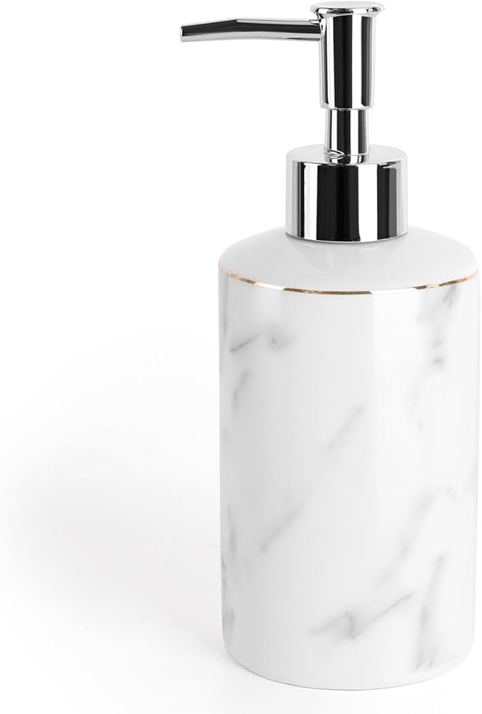 Ceramic Soap Dispenser, White Marble Look Lotion Dispenser 12.5 OZ Liquid Hand Soap Dispenser Pump Bottle for Hotel Kitchen Bathroom, ANTIS'S HOME