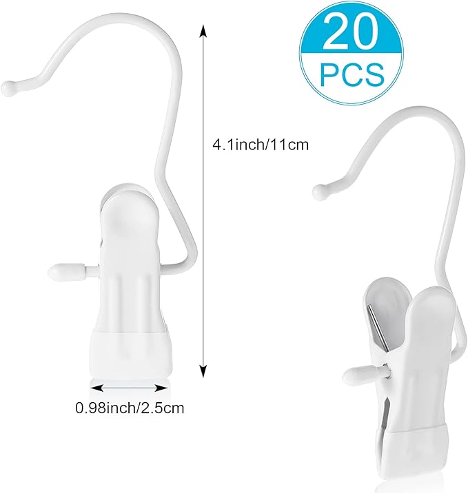 Hotop 20 Pieces Boot Hanger Clips for Closet, Laundry Hanging Hooks Heavy Duty Clips Boot Holder Portable Single Hooks Space Saving for Pants Jeans Clothes Hats Tall Towels (White)