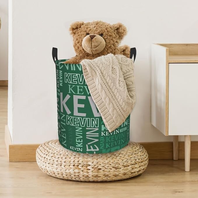 Custom Name Laundry Hamper, Personalized Dirty Clothes Hamper with Name for Bathroom Bedrooms Clothes Storage Organizer, Personalized Gifts for Boys Girls Men Women