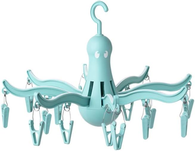 PRESSA 8-Claw Octopus Hanging Dryer 16 Clothes pegs, Easy to fold and Place -Turquoise